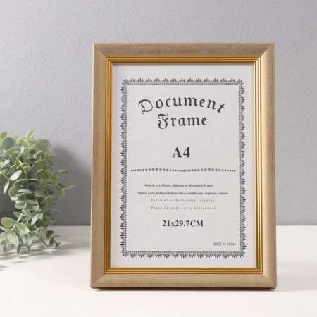 Photo frame Plastic format A4 cm "Gabriel" Golden with a gold strip of 2.2x25x33.7 cm