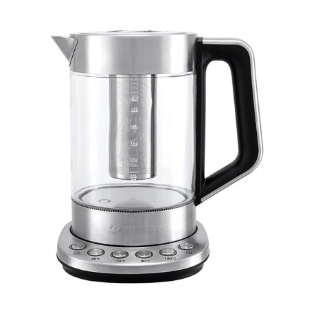 Electric kettle KitFort KT-622, glass, 1.7 l, 2200 watts, adjustment t °, silver-2