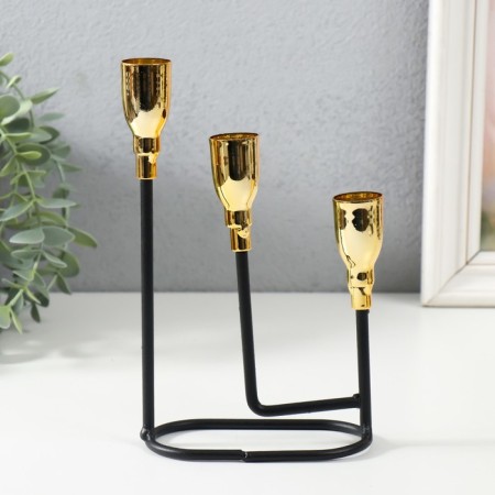 Summary Metal for 3 candles "Athena" black with gold 13x5.8x22.2 cm-4