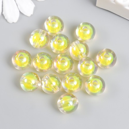 Acrylic beads "Ball - Reflection" set 15 pcs yellow 1.2x1.2x1.2 cm-1