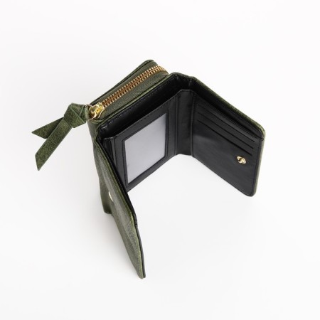 Women's wallet on the button, green color-3