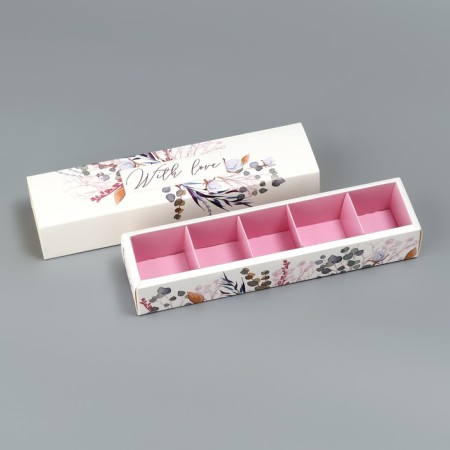 Box for sweets, confectionery packaging, 5 cells, “wreath”, 5 x 21 x 3.3 cm-3