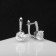 Earrings with bloom rhinestones, magic, white color in silver