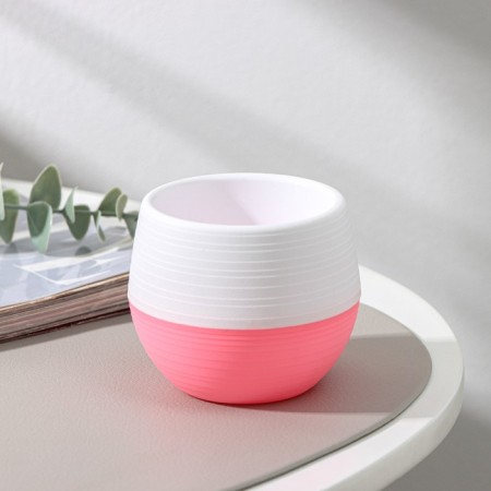 Pot for flowers with the Podon "Japan", 125 ml, d = 8 cm, h = 6.5 cm, white-pink color