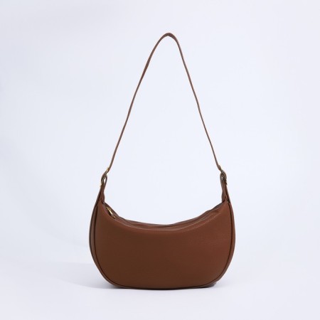 Baget bag with zipper, brown color