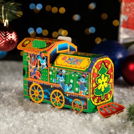 Gift box "Small steam locomotive in green", 17 x 7.5 x 12 cm