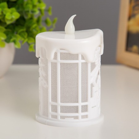Nightlight "Winter candle" Led RGB from battery 3xlr1130 white 6.5x6.5x13 cm-2