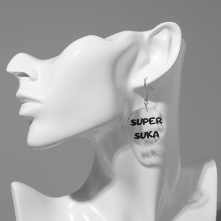 Acryl Earrings Super suka, black color-3