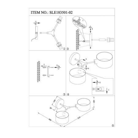 Wall lamp EVOLUCE. Sle183501-02. Gemento. 2x60 watts, E14, 51x12 cm, white color-9