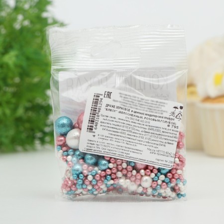 Confectionery Sprinking "Shine": snow -white, pink, blue, 50 g-3