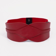 Women's belt on buttons, width 8 cm, red color