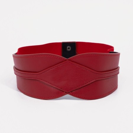 Women's belt on buttons, width 8 cm, red color