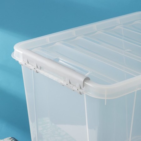 Storage container with a lid Ricco, 25 l, 41 × 29.5 × 31.2 cm, transparent-3