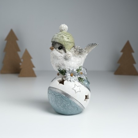 Souvenir Polystone Light "Voriski in a hat sits on the New Year's ball" Gray 7.6x9.5x15 cm-3
