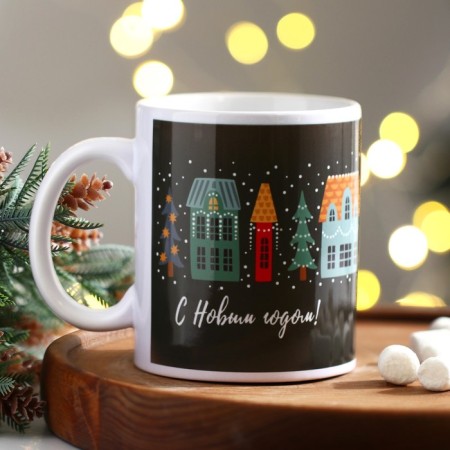 Ceramic mug “Happy New Year!”, 320 ml, white color-1