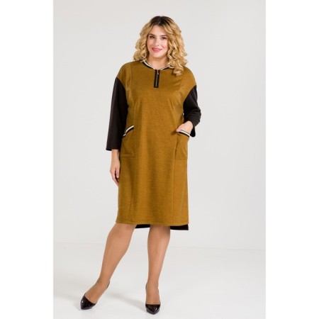 Female dress, size 56, mustard color-1