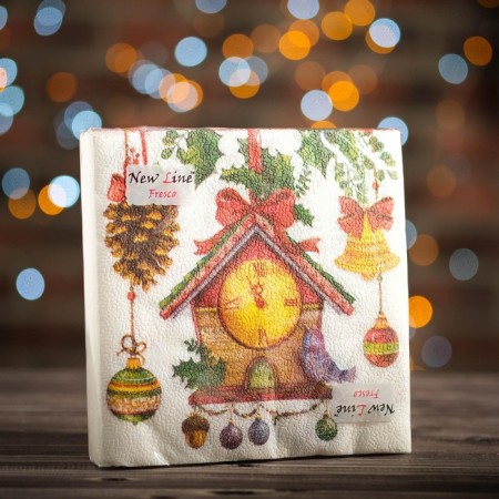 New Year's napkins Paper Fresco "Cup", 2 layers, 33*33 cm, 20 sheets-3
