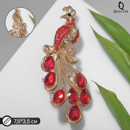 Brooch "Firebird" magical, red color in gold