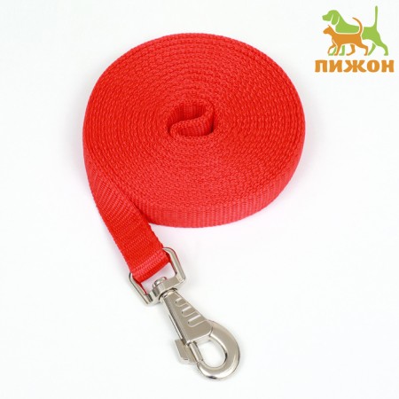 Two -layer leash with reinforced carbine, 3 m x 2 cm, red
