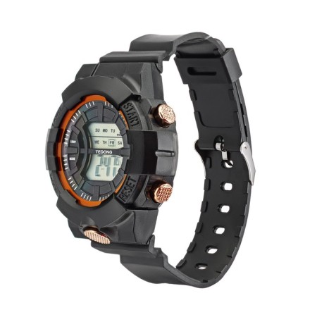 Men's washing watches, silicone strap, black-1