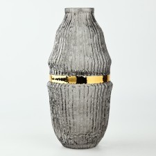 Black glass flower vase 31.5 × 15 × 15 cm