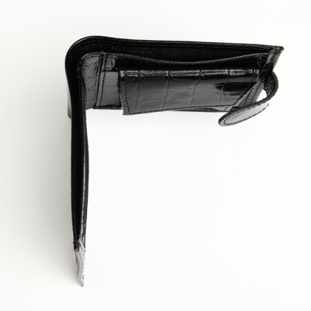 Male purse on the button, Textura, for cards, for coins, black color-7