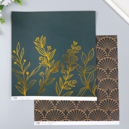 Scrapbooking paper bilateral "fan and multi -traffic gold" density 180 g 30.5x32cm-1