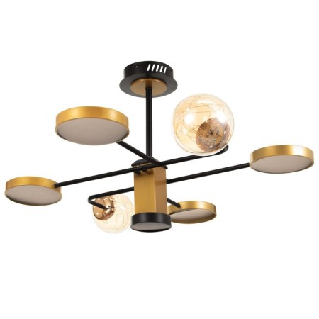 Chandelier 1851/7 LED 72W 3000-6000K black and gold 79x77x43 cm Bayerlux