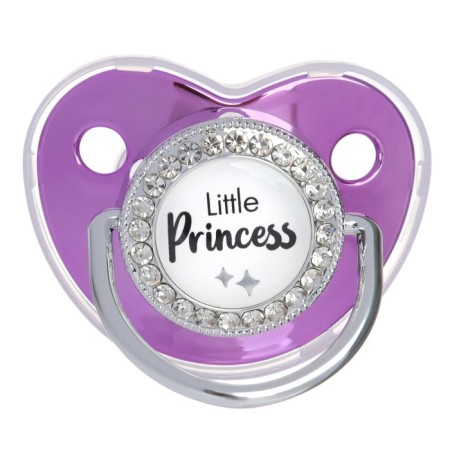 Nipple - orthodontic dummy, Little Princess, with cap, +12 months, pink/silver, rhinestones-2