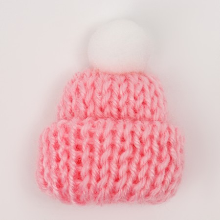 Knitted hat and scarf for toys, pink color-1