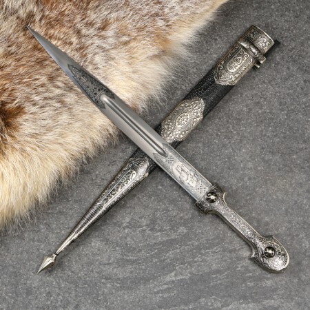 Caucasian dagger, souvenir "Irbis" leather, melchior-8