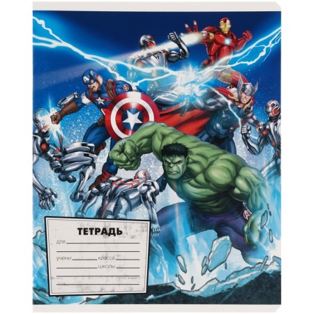 Notebook in a cage of 12 sheets, 5 types of mix, cover coated cardboard, avengers-6
