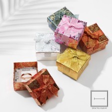 Gift box under the ring “Shiny roses” with a bow, 5 × 5 (the size of the useful part is 4.3 × 4.3 cm), the color of mix