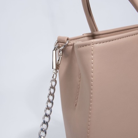 Bag-tout El Masta with a zipper, beige color-4