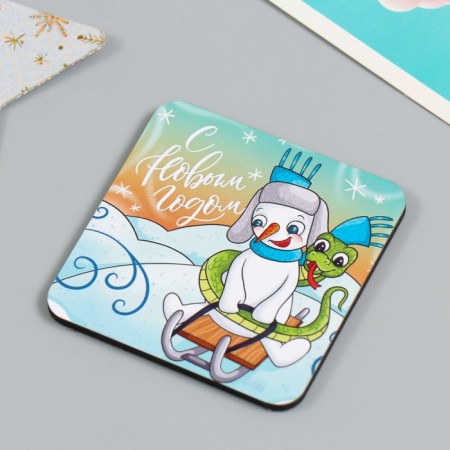 Magnet tree "snakes with snowmen" 7x7 cm mix 5 types-3