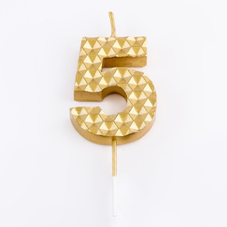 Candle in the cake on the skewer "Sot", the number 5, 7 cm, gold-2
