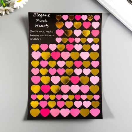 Plastic sticker "Hearts with gold" mix 26.5x15 cm-1