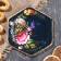 Zhostovsky tray "Flowers", author of Vladykin, D = 17 cm, Small