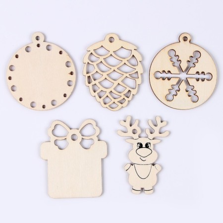 Set for creativity "Christmas tree toys made of wood. Make it yourself "(deer, gift, ball)-3