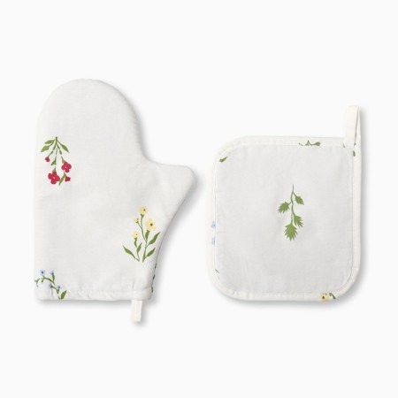 Set of kitchen. Ethel "Flower": mittens 20x27 cm, take 19x19 cm, sarzha 190 g/m2, 100% HL-1