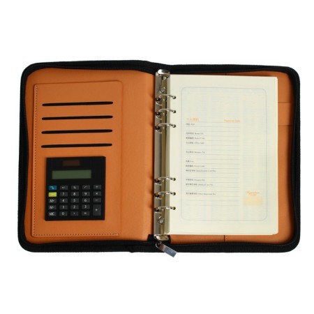 Organizer on the rings A5, 96 sheets in a ruler, on a zipper from 3 sides, leatherette, with a calculator, mix-2