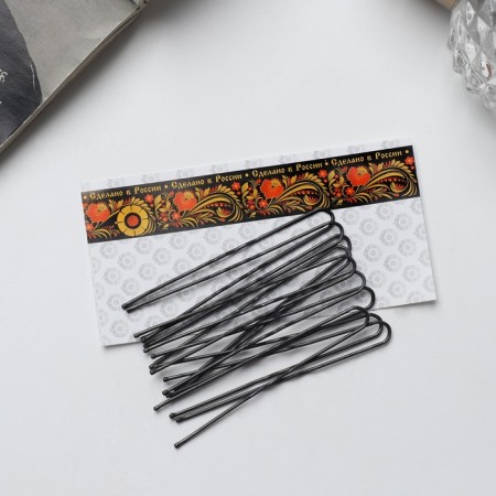Hair hairpin "Narodnaya" 6.3 cm, black (set 10pcs)-1