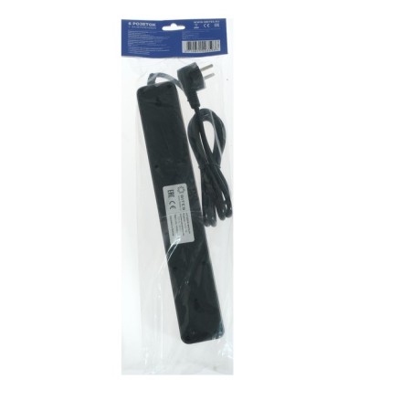 Network filter 5Bits SP6B-118 6S, 6 outlets, 1.8 m, 10 A, 3x0.75 mm2, s/k, with off., Black-3