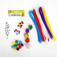 Set for creativity from wire with pile, pompons, eyes No. 13, color mix