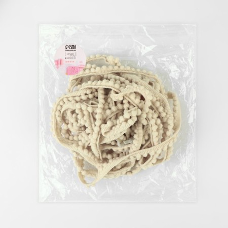 Decorative braid with pompons, 12 ± 2 mm, 9.1 ± 0.5 m, milk color-2