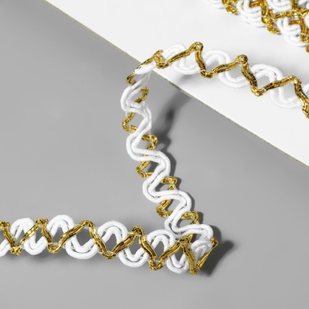 Decorative braid, 10 mm, 10 ± 1 m, white/gold color-1
