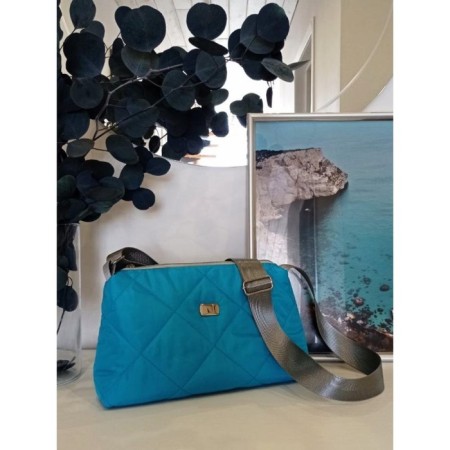 Melodia bag turquoise quilted fabric-5