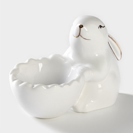 The egg stand “Bunny in gold”, 11 × 6 × 8 cm, white color-2
