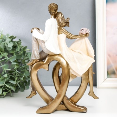 Polystone souvenir "Double Heart" Sanding 7.5x17.5x25 cm-2