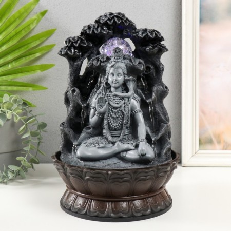 The desktop fountain from the network, Siva with a cobra sits under the trees 20.5x20.5x30 cm